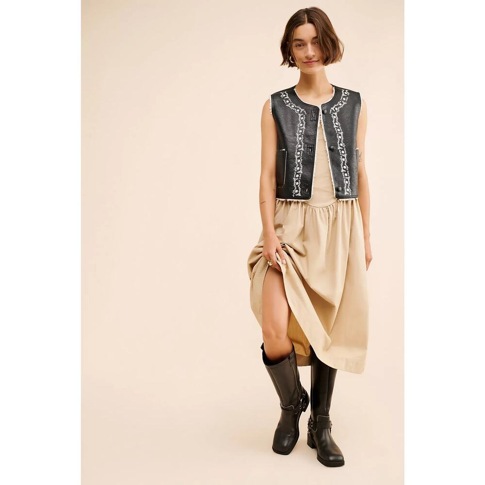 Free People Travelers Reversible Vegan Leather Vest, EUC, Size XS - Picture 3 of 6